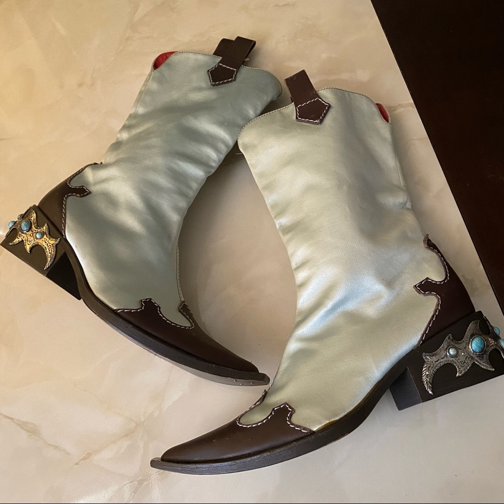 COPY - Giuseppe Zanotti Cowboy Boots Size 37.5 VICINI showgirl Brown Leather ro…